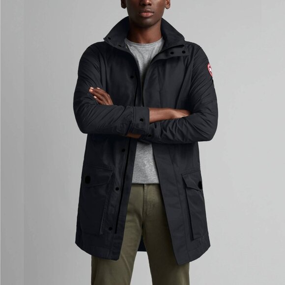 Canada Goose Crew Trench Black Zip Rain Jacket - Picture 1 of 14